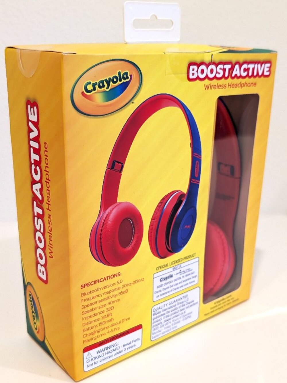Crayola Boost Active Kids Wireless Bluetooth Headphones Red Blue 85dB Limit NIB